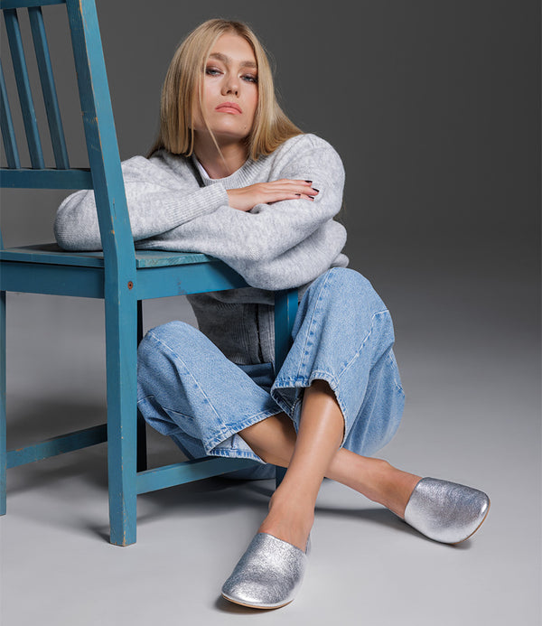 EMANUEL Slip-on with Collapsable Back in Silver - Edward Meller