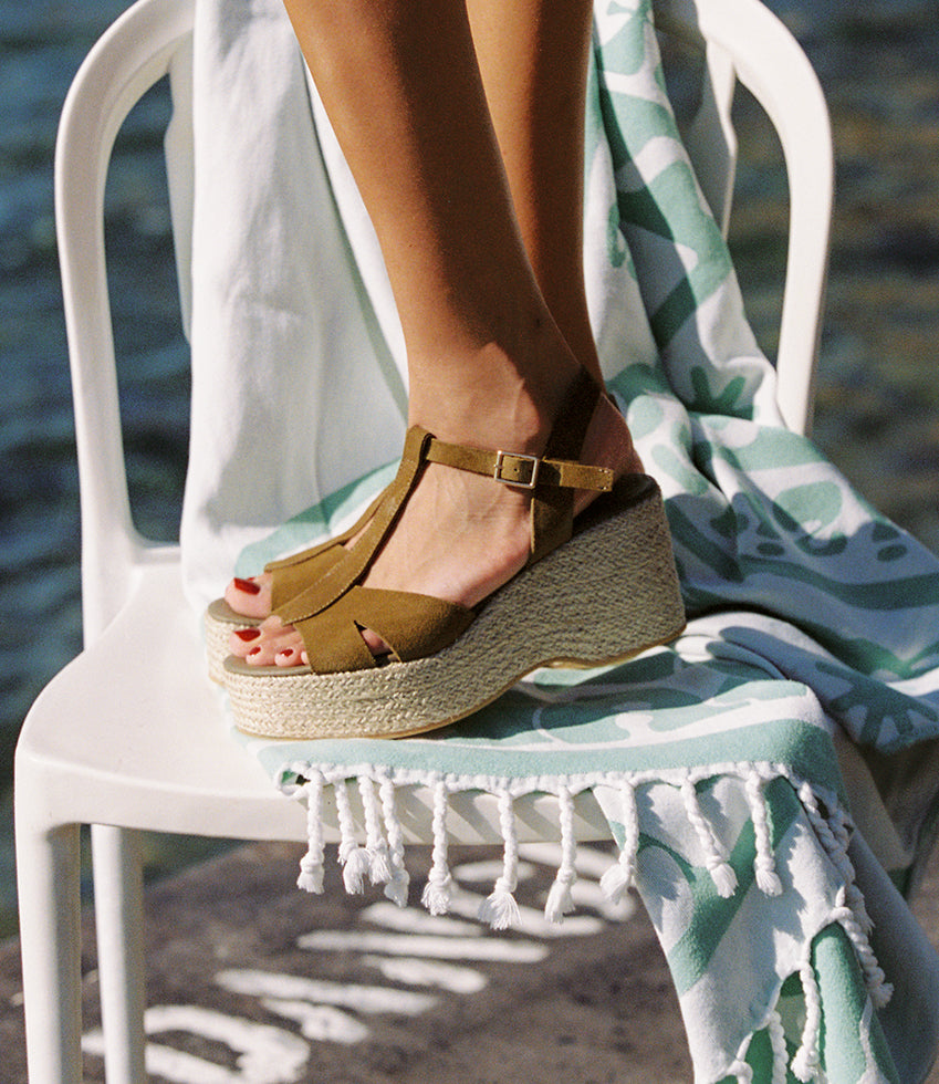 MADERA T-Bar Espadrille in Military Suede