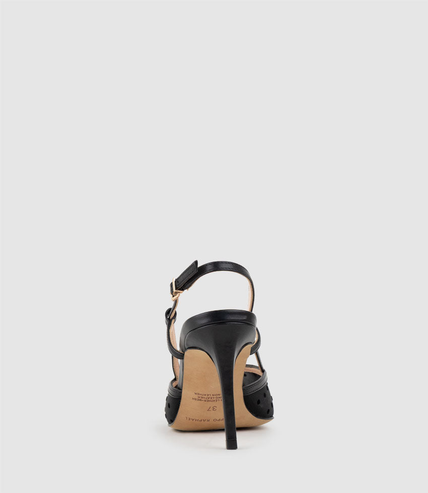ALECIA85 Dot Mesh Posted Slingback in Black - Edward Meller