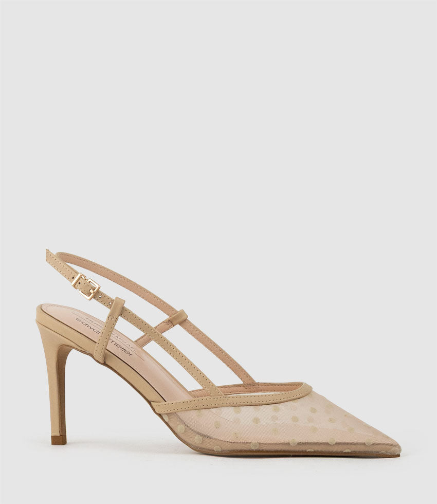 ALECIA85 Dot Mesh Posted Slingback in Nude - Edward Meller