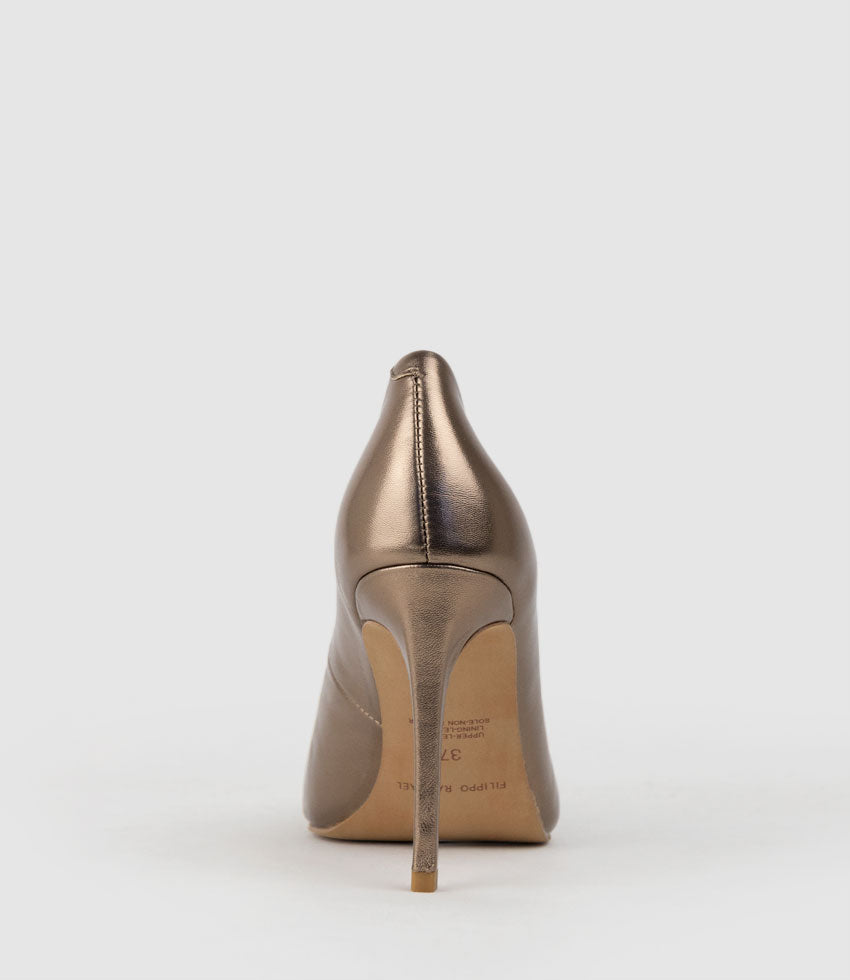 ALLEGRA100 Pointed Stiletto Pump in Bronze - Edward Meller