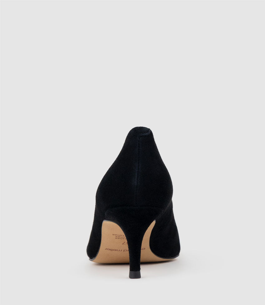APRIL60 Pointed Toe Pump in Black Suede - Edward Meller