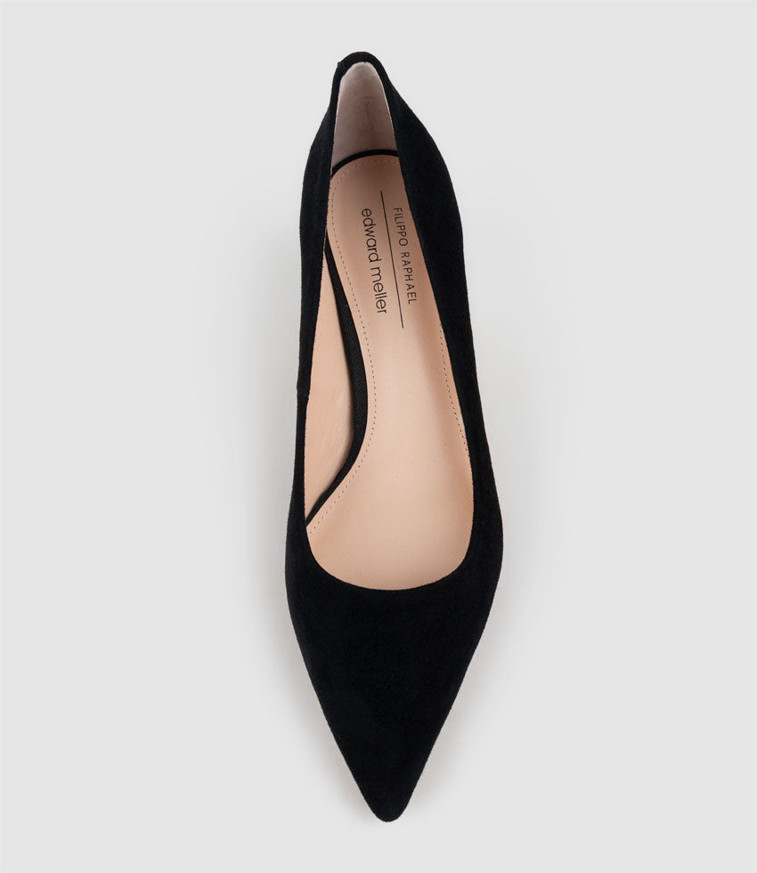 APRIL60 Pointed Toe Pump in Black Suede - Edward Meller