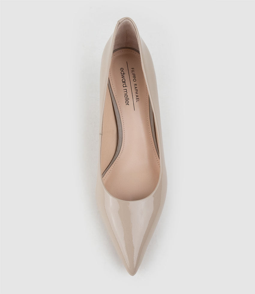 APRIL60 Pointed Toe Pump in Blush Patent - Edward Meller