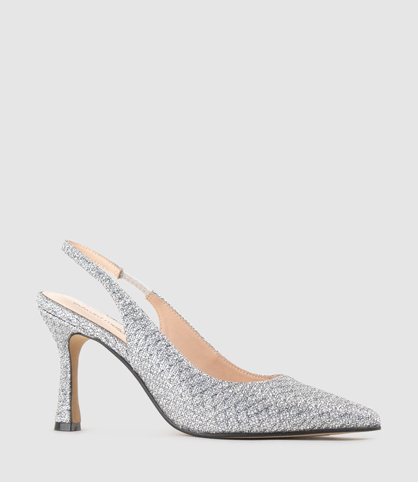 ARILLA85 Slingback Pump in Silver Metallic Fabric