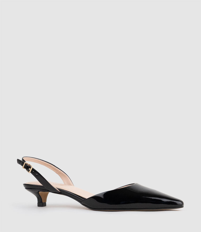 AUDRA30 Open Waist Slingback in Black Patent - Edward Meller