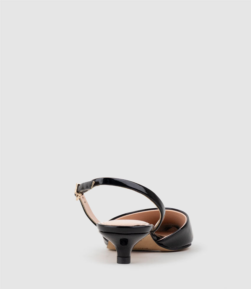 AUDRA30 Open Waist Slingback in Black Patent - Edward Meller