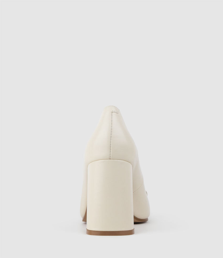 BAILEY85 Block Heel Pump with Trim in Bone Calf - Edward Meller