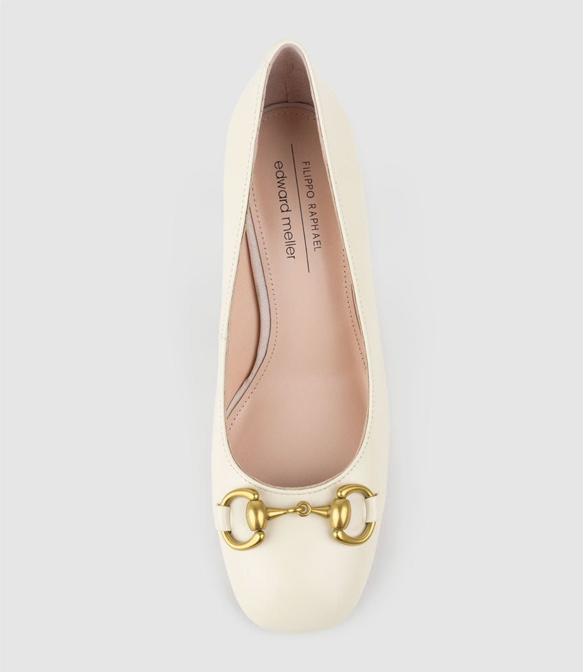BAILEY85 Block Heel Pump with Trim in Bone Calf - Edward Meller