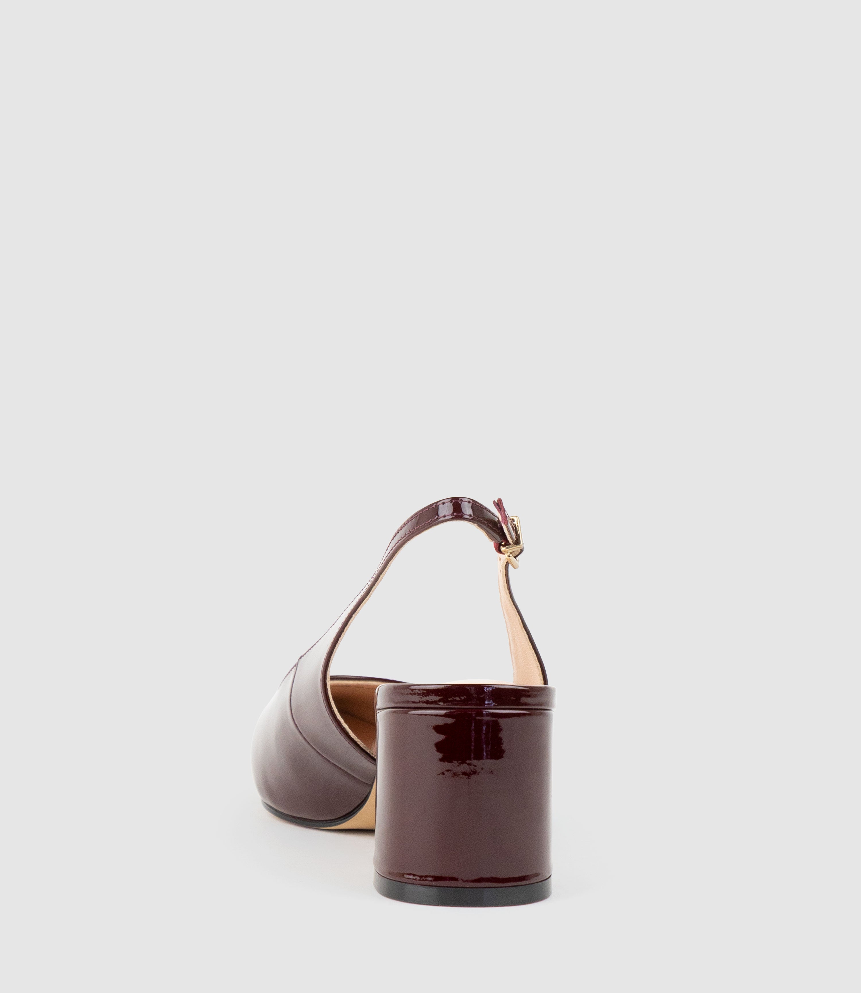 BARI55 Block Heel Slingback Pump in Wine Patent - Edward Meller