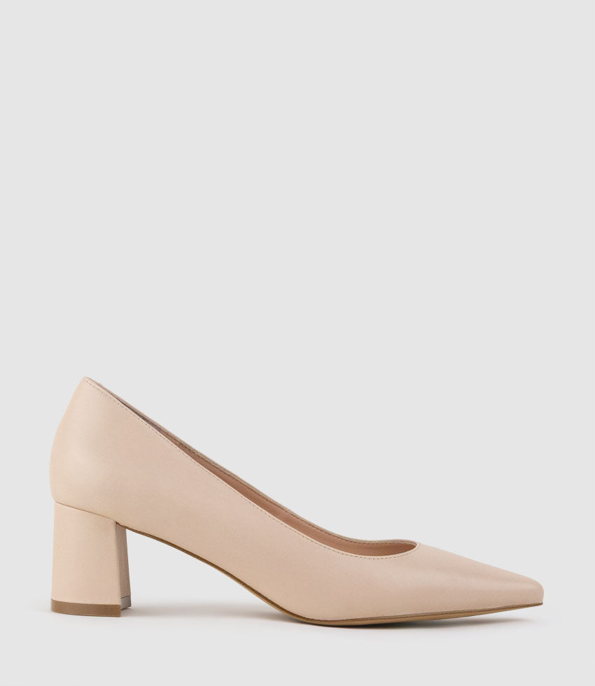 BETA55 Block Heel Pump in Shell Calf - Edward Meller