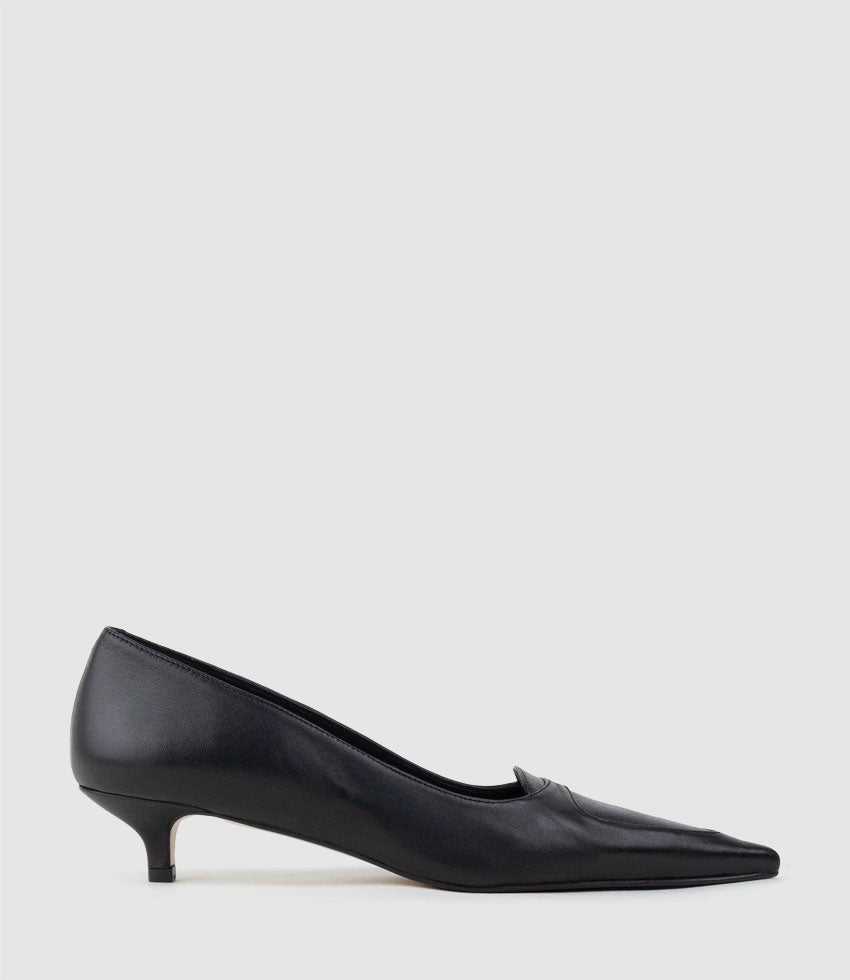 BETTINA40 Pointed Loafer Pump in Black - Edward Meller