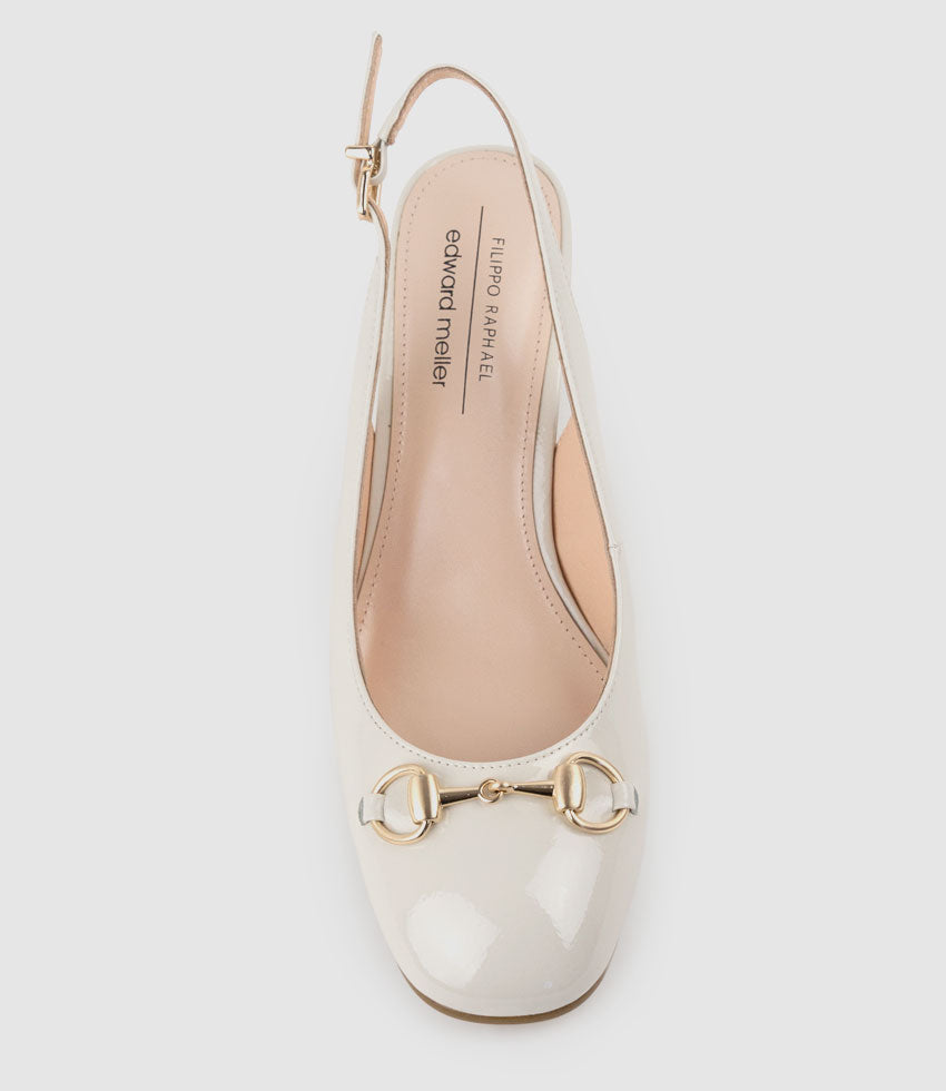 CAMILLE65 Slingback Pump with Trim in Bone Patent - Edward Meller