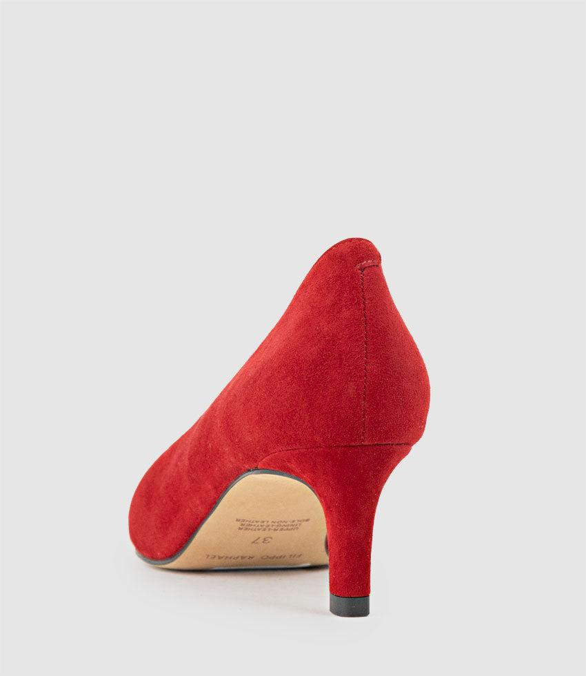 COSETTE55 Choked Up Pump in Cherry Suede - Edward Meller