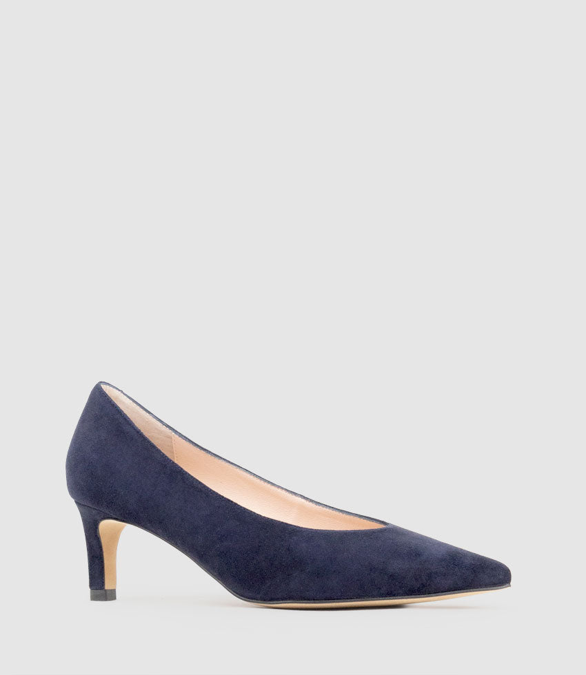 COSETTE55 Choked Up Pump in Navy Suede - Edward Meller