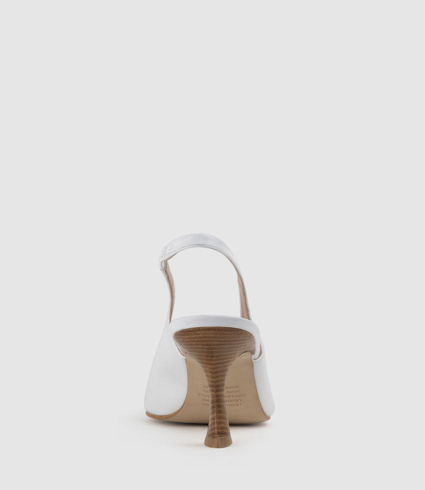 DAELYN70 Choked Up Slingback Pump in White High Shine - Edward Meller