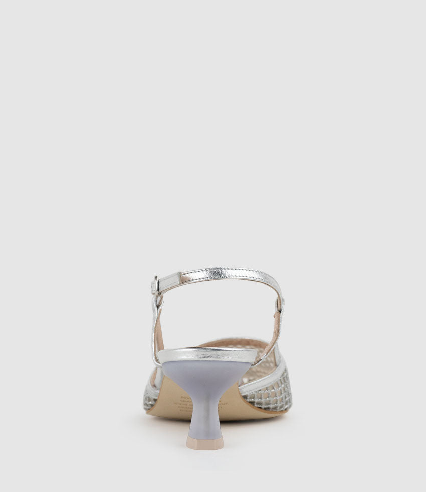 DALLAS60 Mesh Slingback Pump in Silver - Edward Meller