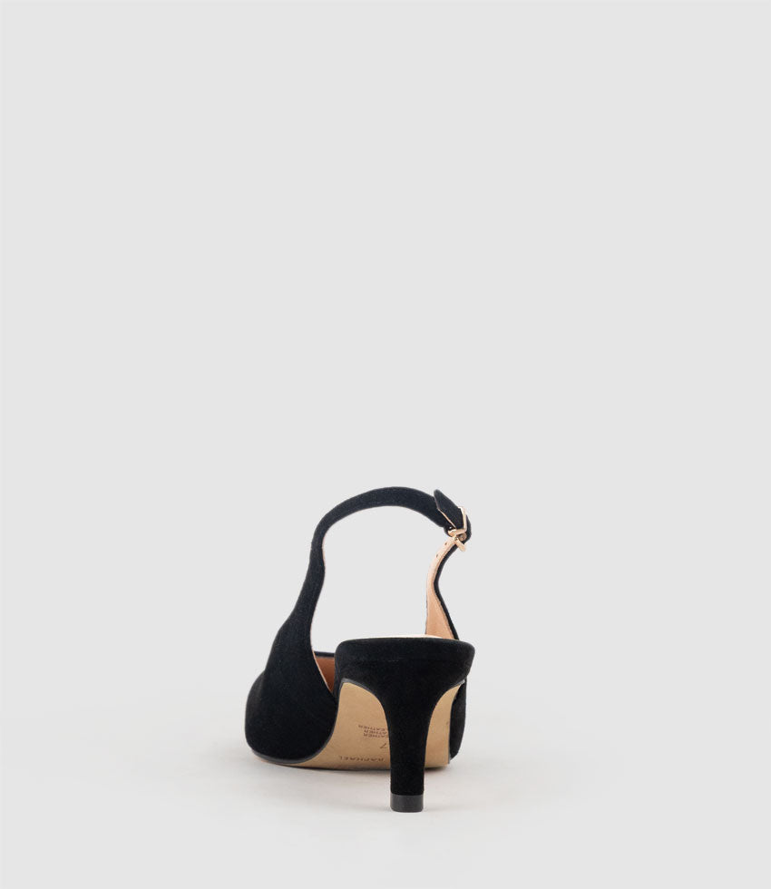 DAMA55 Choked Slingback Pump in Black Suede - Edward Meller