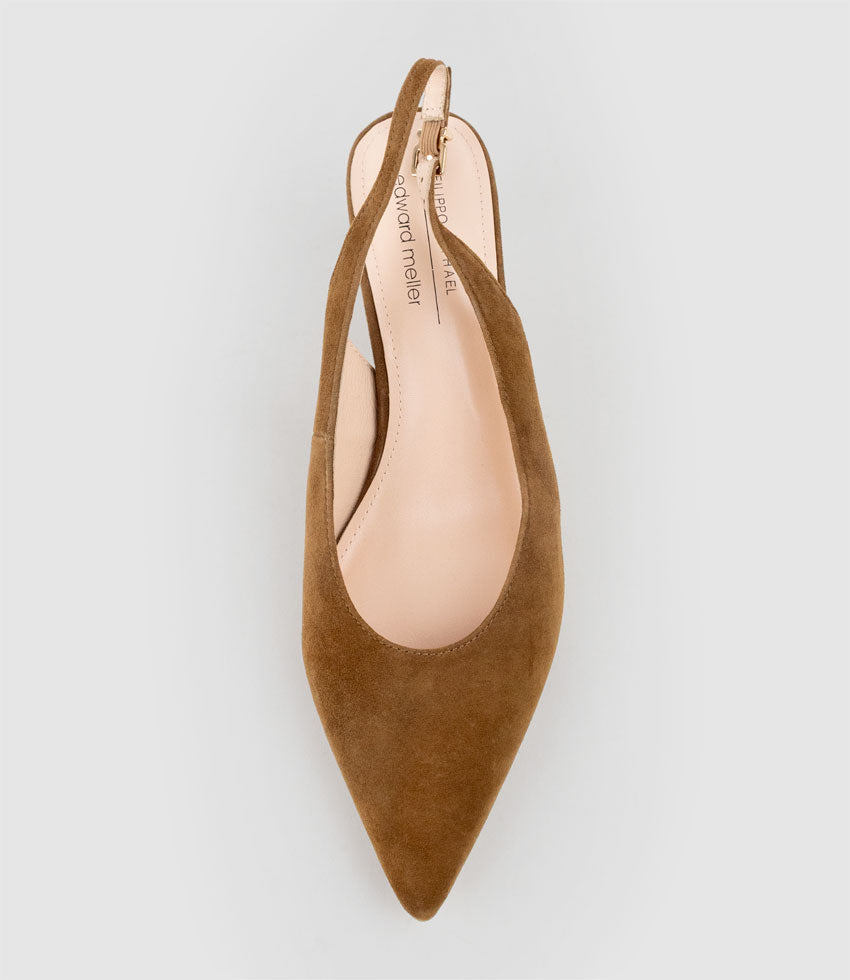 DAMA55 Choked Slingback Pump in Tan Suede - Edward Meller