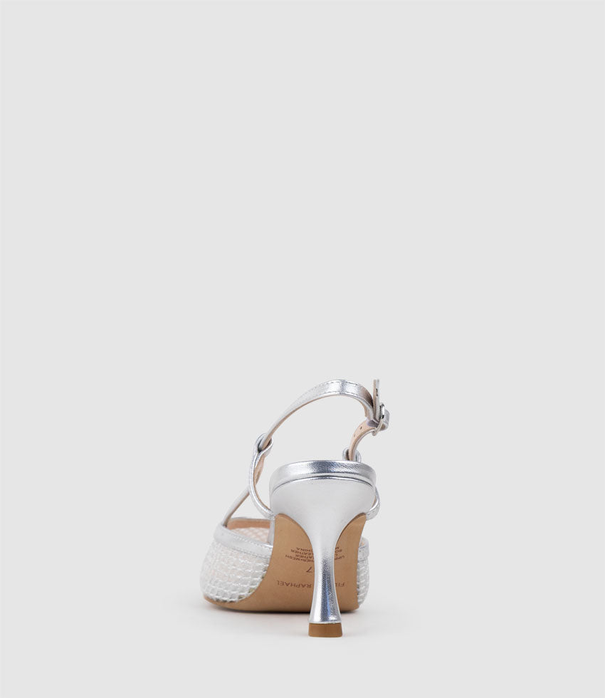 DELILAH75 Mesh Slingback Pump in Silver - Edward Meller