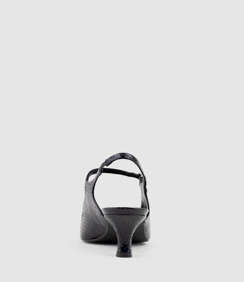 DEVINA60 Mary Jane Slingback Pump in Black Reptile - Edward Meller