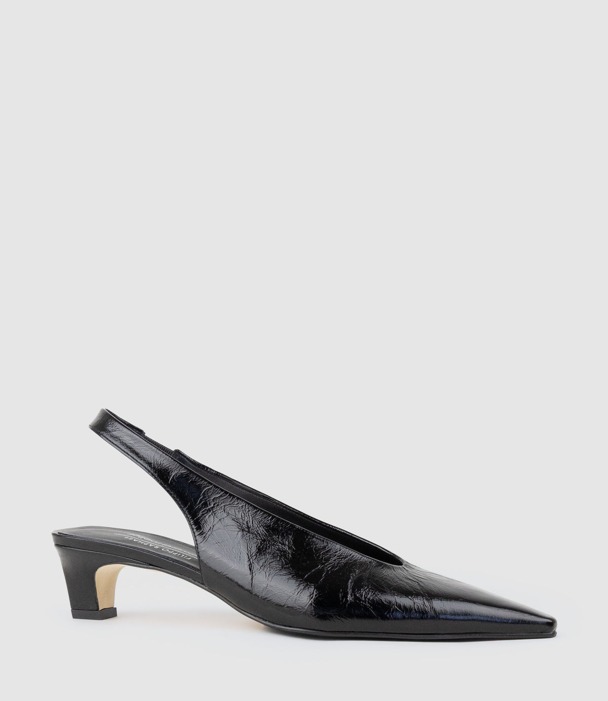 DIALA40 Choked Slingback in Black Crinkle Patent