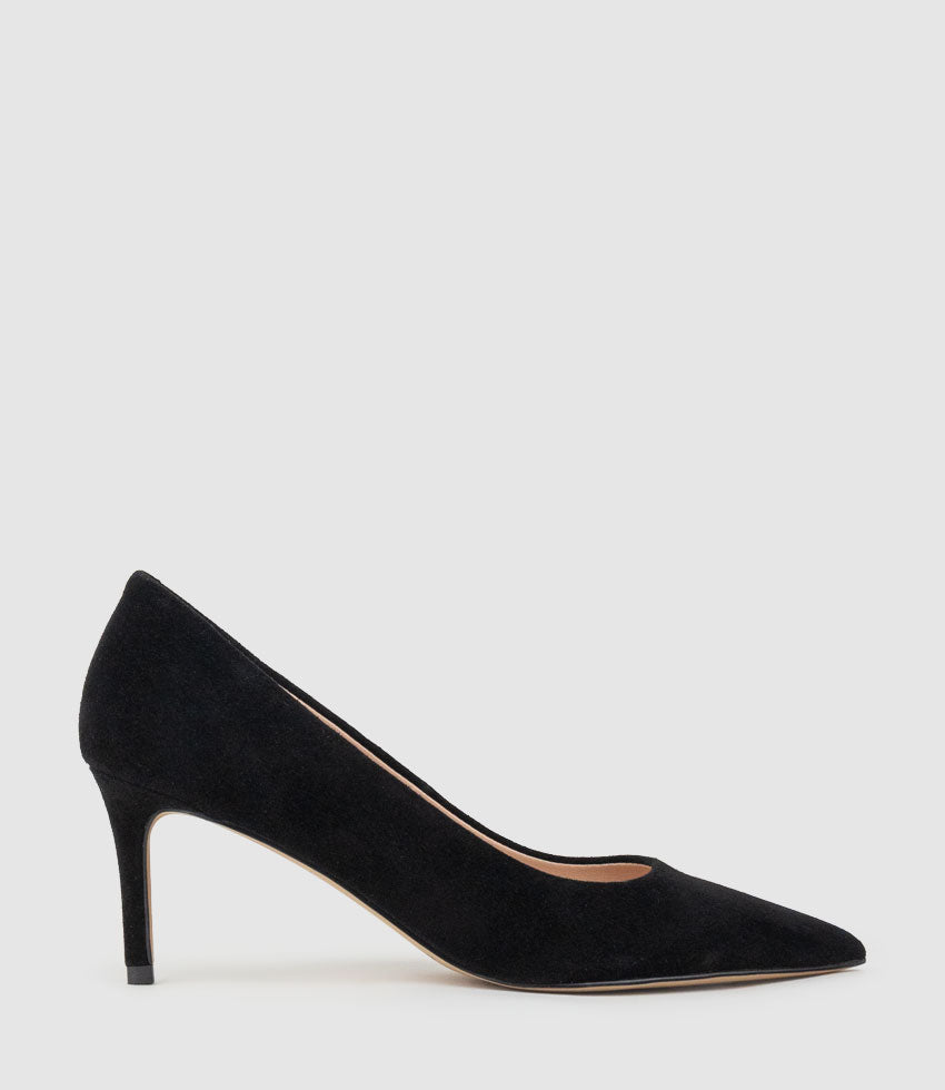 DIYU70 Pointed Pump in Black Suede - Edward Meller
