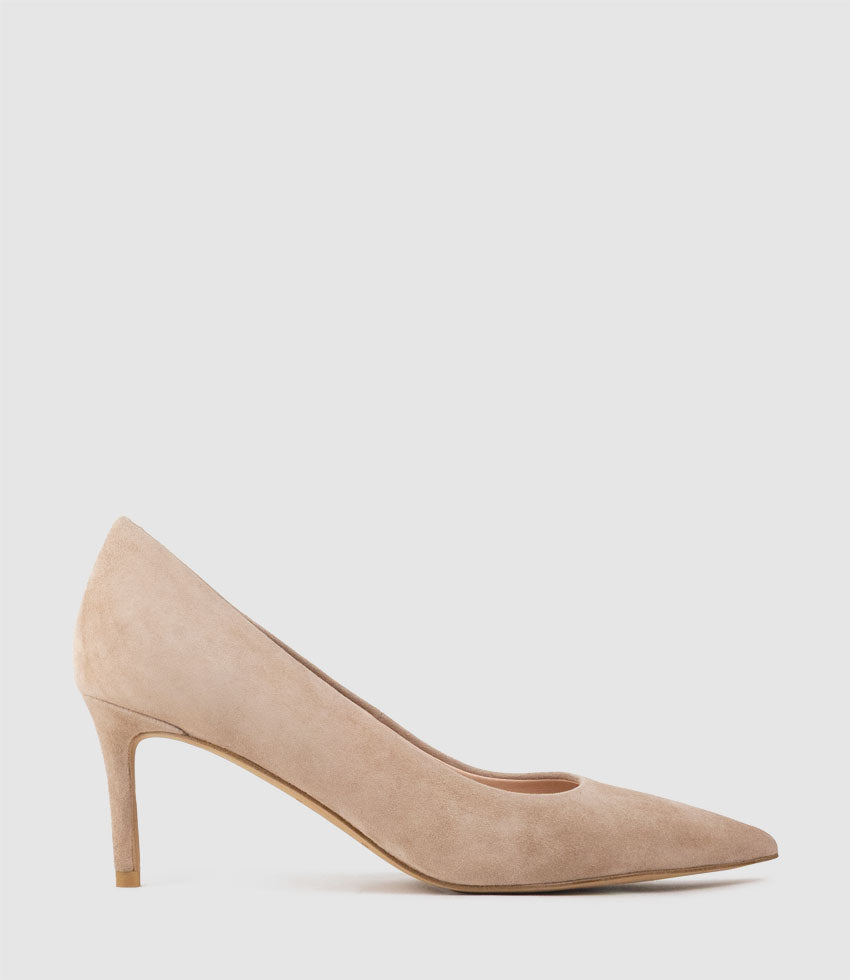 DIYU70 Pointed Pump in Nude Suede - Edward Meller