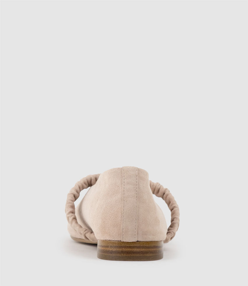 EDINA Ruched Strap Ballet in Petal Suede - Edward Meller
