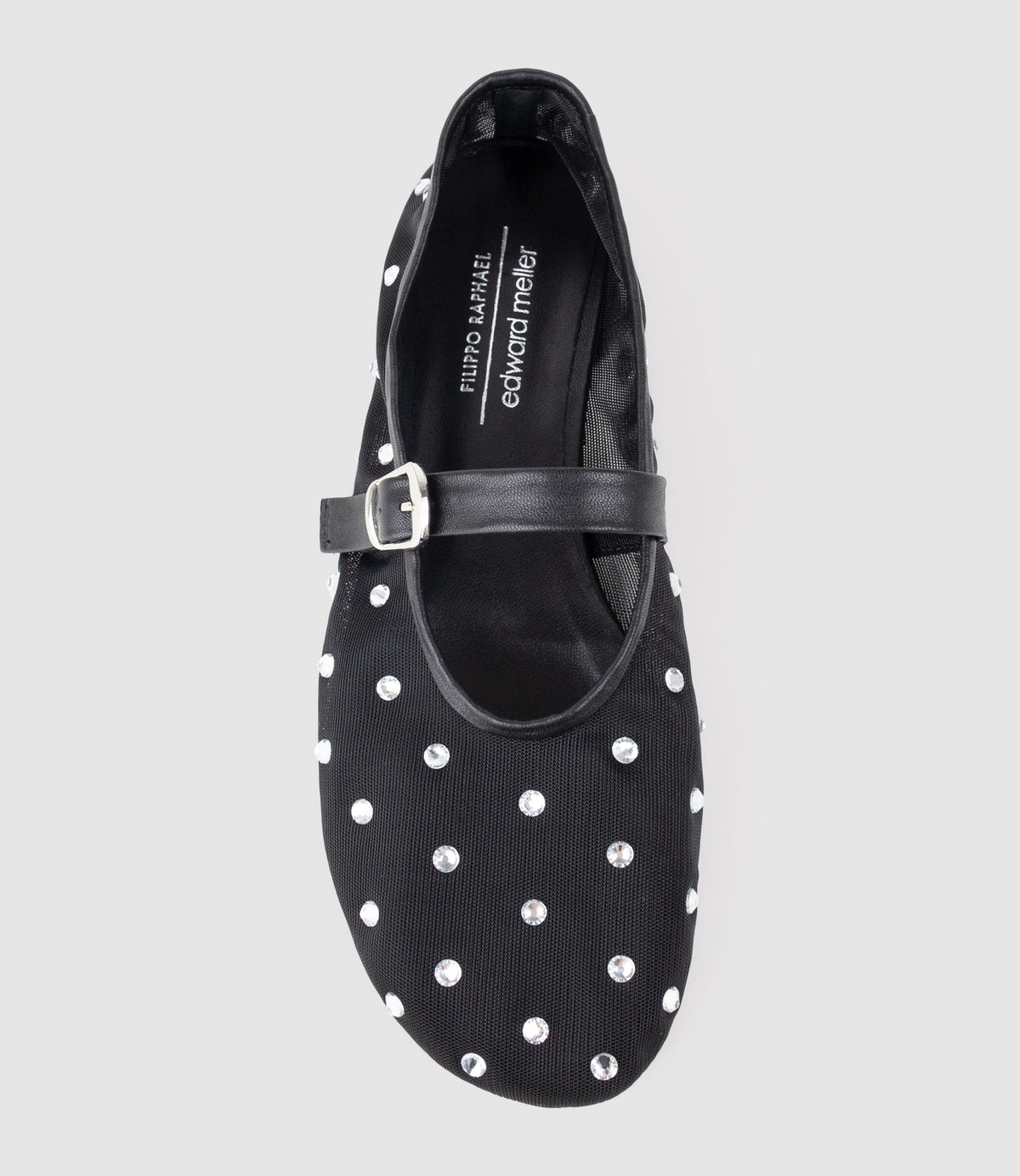 ELMIRA Mesh Ballet with Crystals in Black