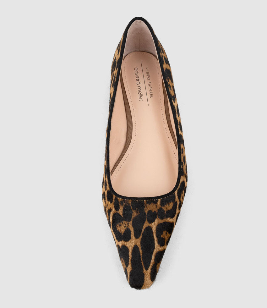 ELVY Chiselled Flat Pump in Leopard Calf Hair
