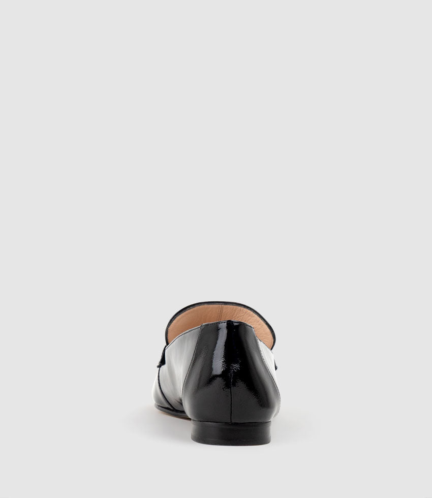 FAXON Loafer in Black Crinkle Patent - Edward Meller