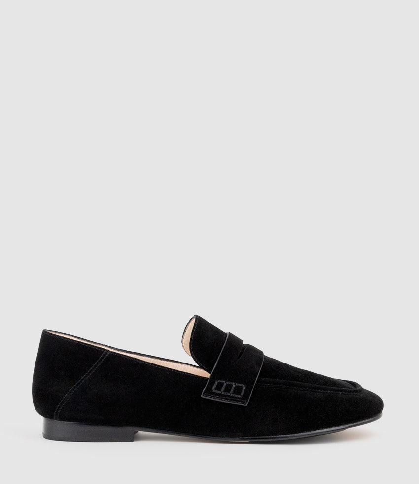 FINLAY Moccasin with Collapsible Back in Black Suede - Edward Meller