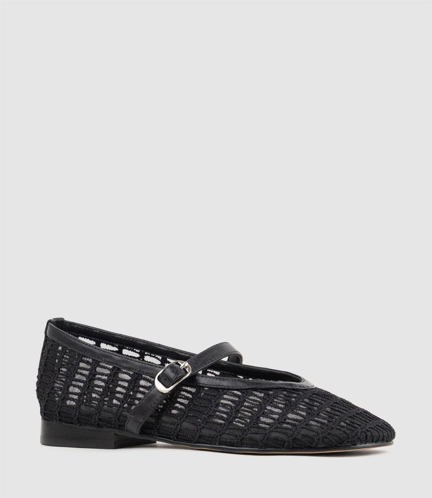 FRESIA Weave and Mesh Ballet in Black - Edward Meller