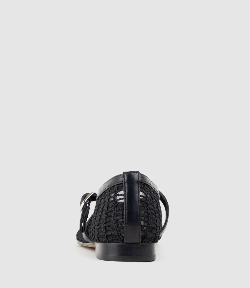 FRESIA Weave and Mesh Ballet in Black - Edward Meller