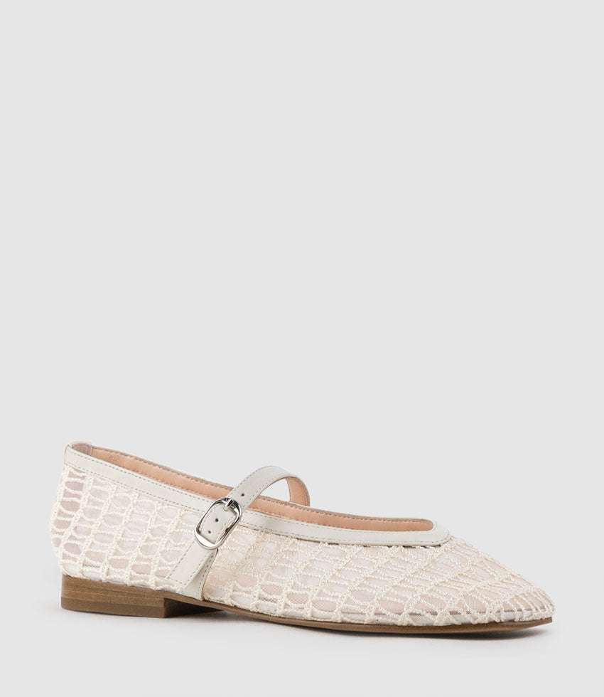 FRESIA Weave and Mesh Ballet in Offwhite - Edward Meller