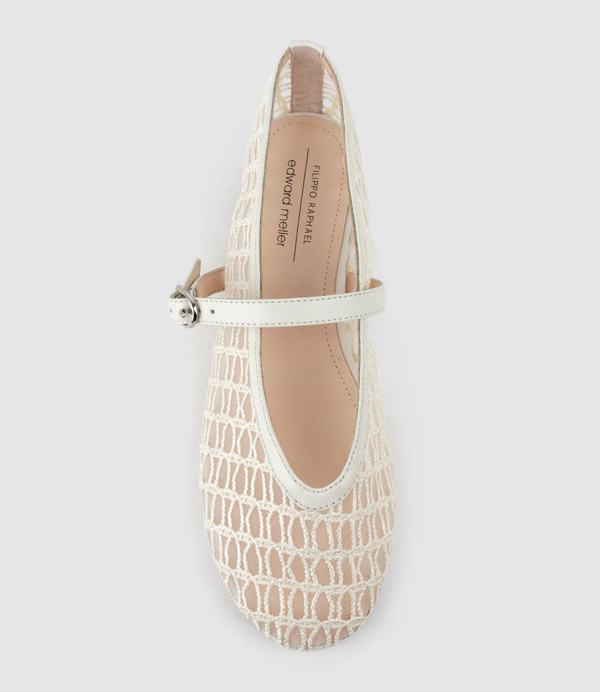 FRESIA Weave and Mesh Ballet in Offwhite - Edward Meller