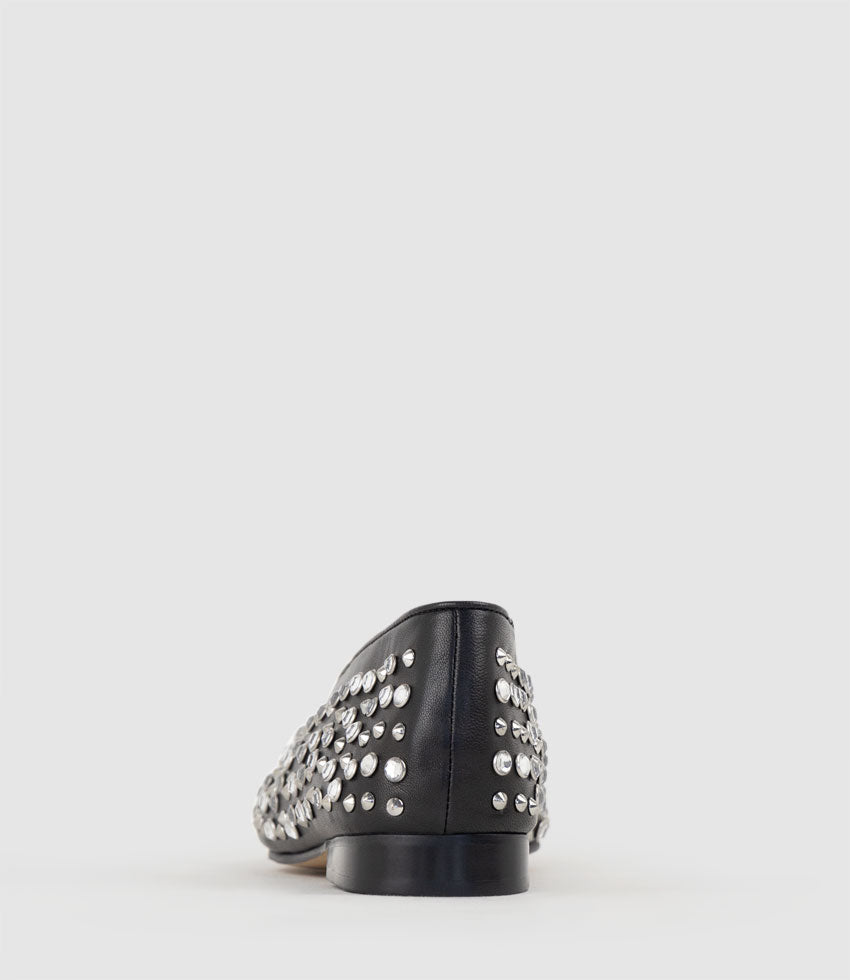 FREYA Stone and Stud Ballet in Black