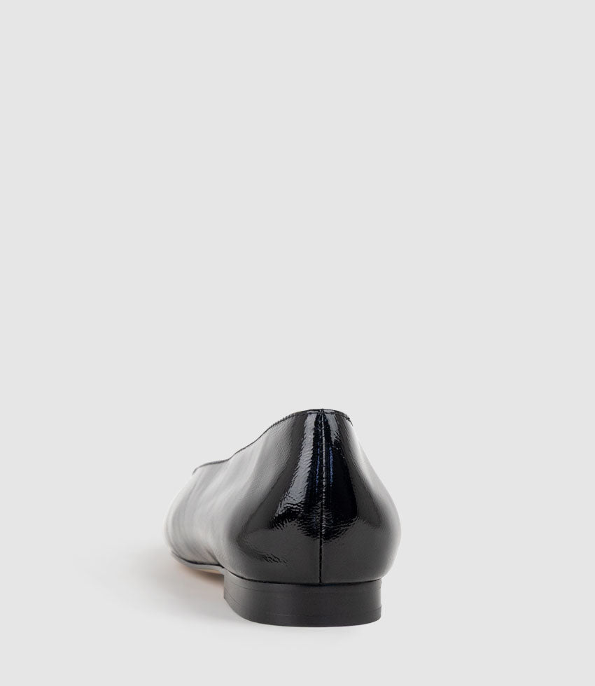 FRIA Ballet with Hardware in Black Crinkle Patent - Edward Meller