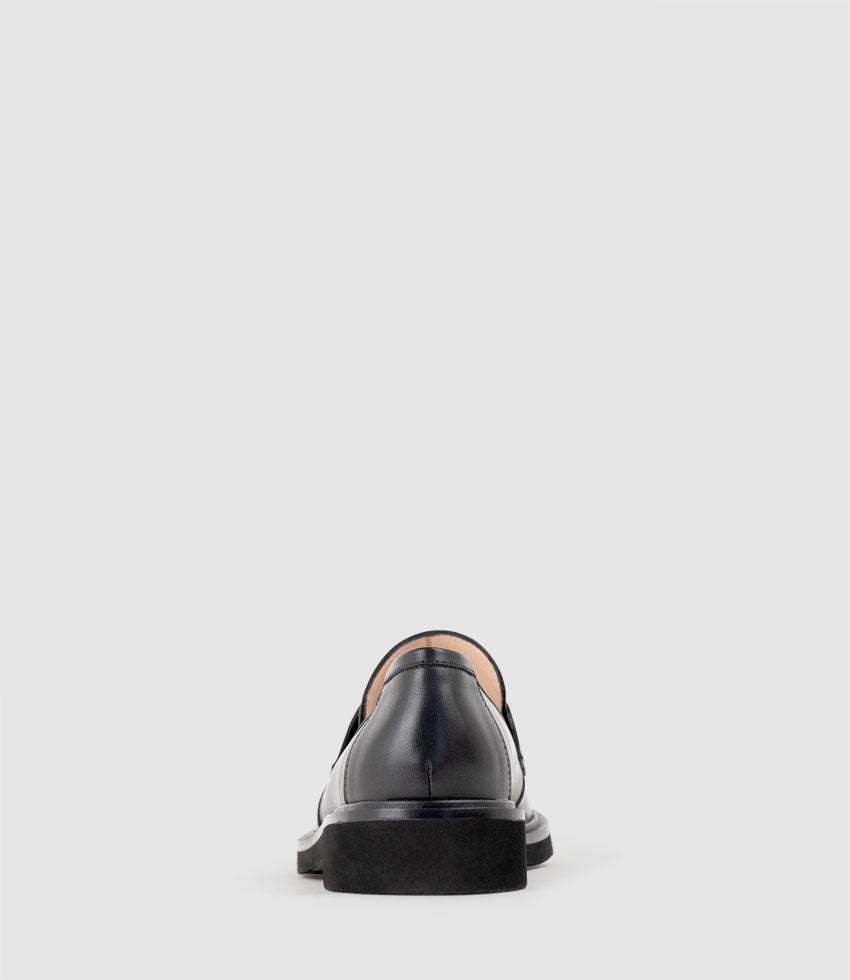GALIA Loafer with Keeper in Black Calf - Edward Meller