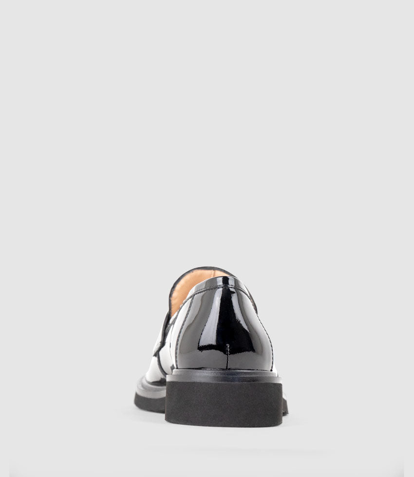 GALIA Loafer with Keeper in Black Patent - Edward Meller