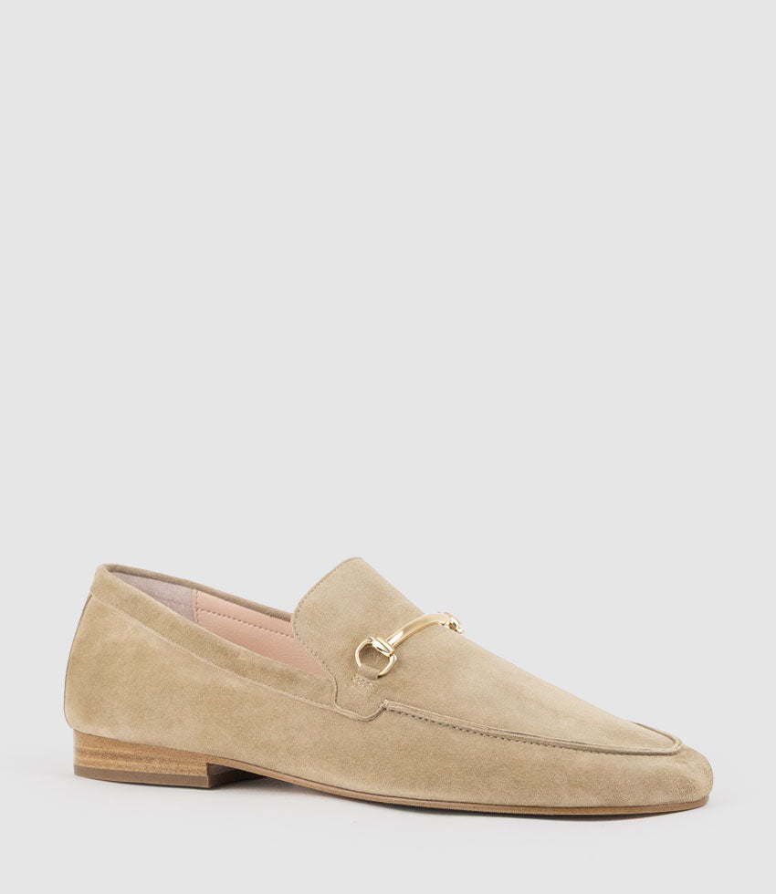 GARNET Moccasin with Bar Trim in Sahara Suede - Edward Meller