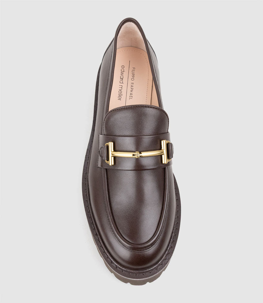 GAVREL Chunky Moccasin with Bar Trim in Chocolate Calf - Edward Meller