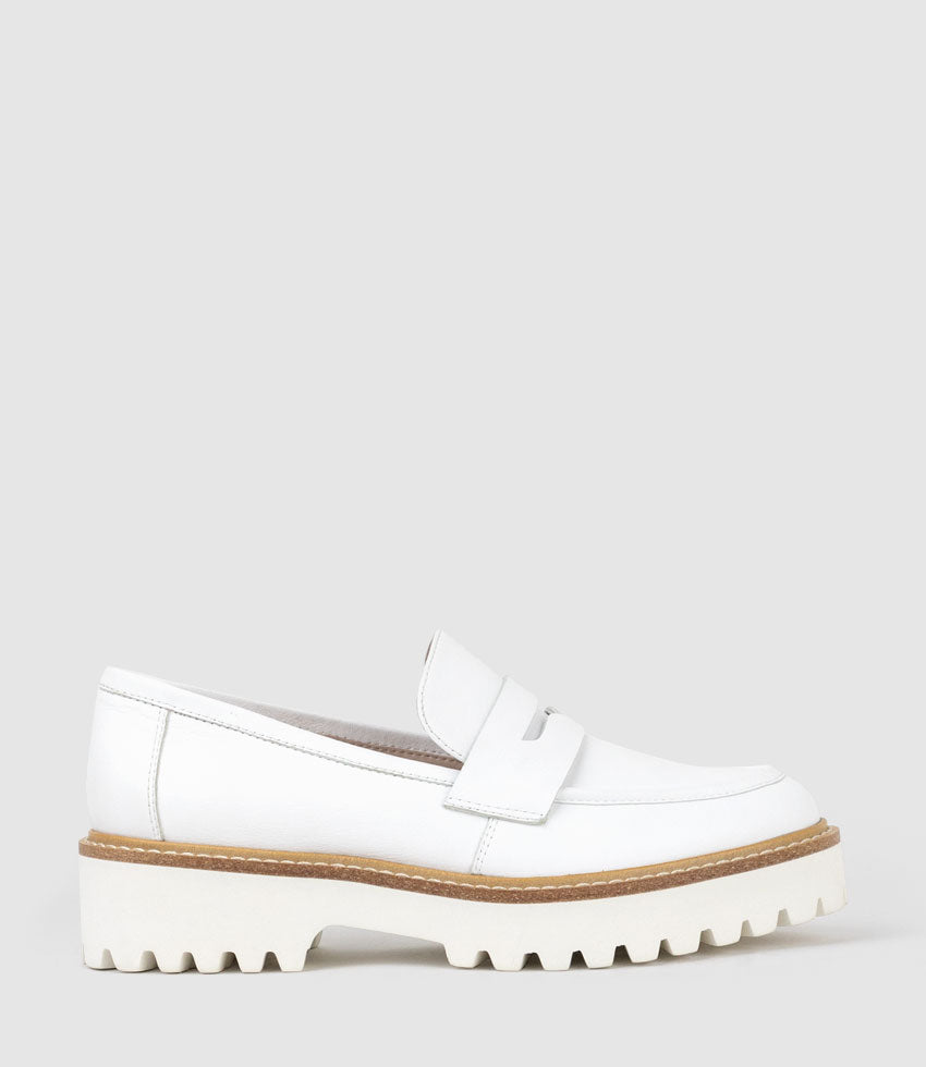 GILLIAN Moccasin on Chunky Sole in Offwhite - Edward Meller