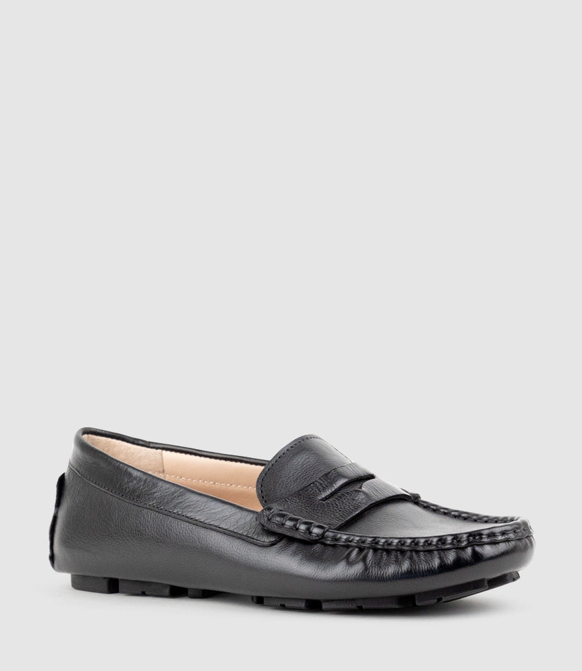 GRACEY Driving Moccasin in Black Calf - Edward Meller