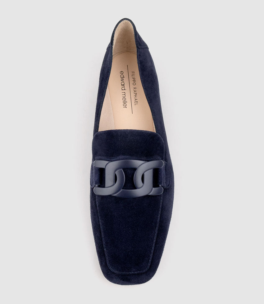 GRADED Moccasin with Tonal Hardware in Navy Suede - Edward Meller