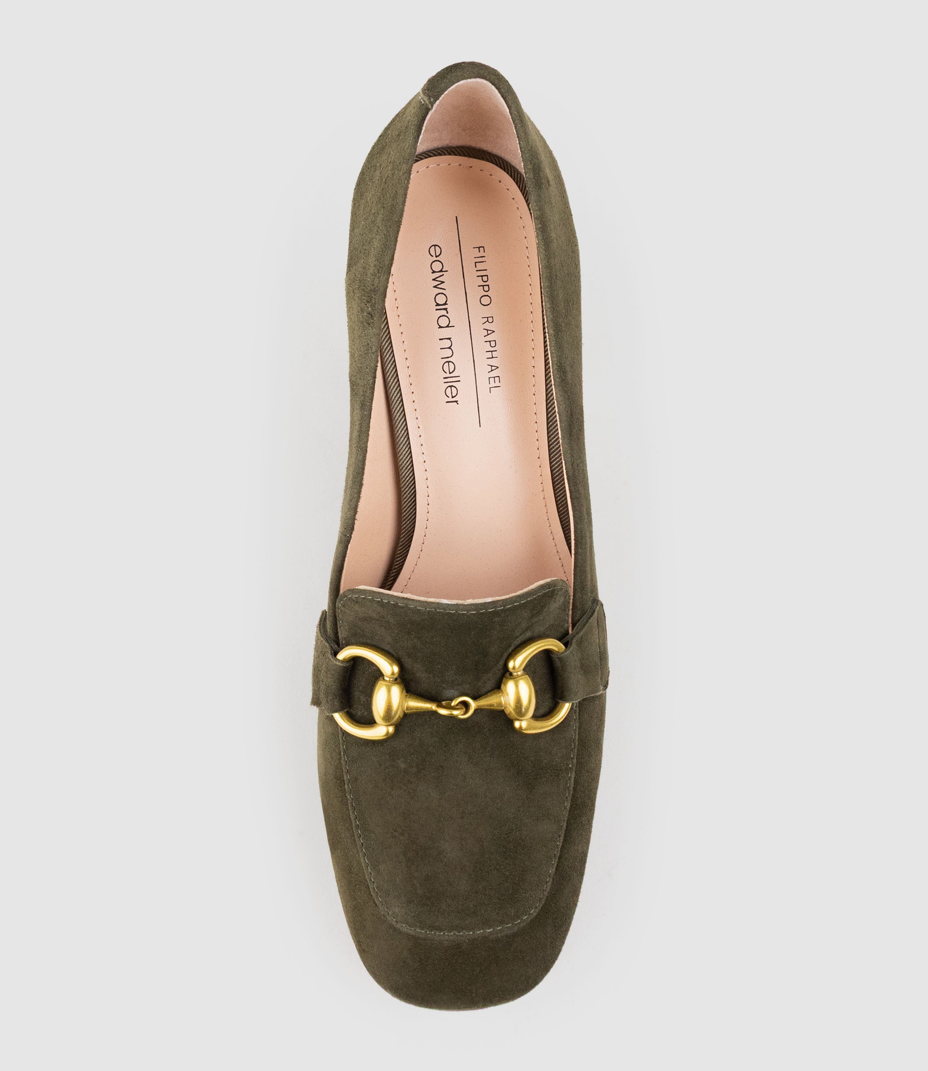HADLEY85 Heeled Loafer in Olive Suede - Edward Meller