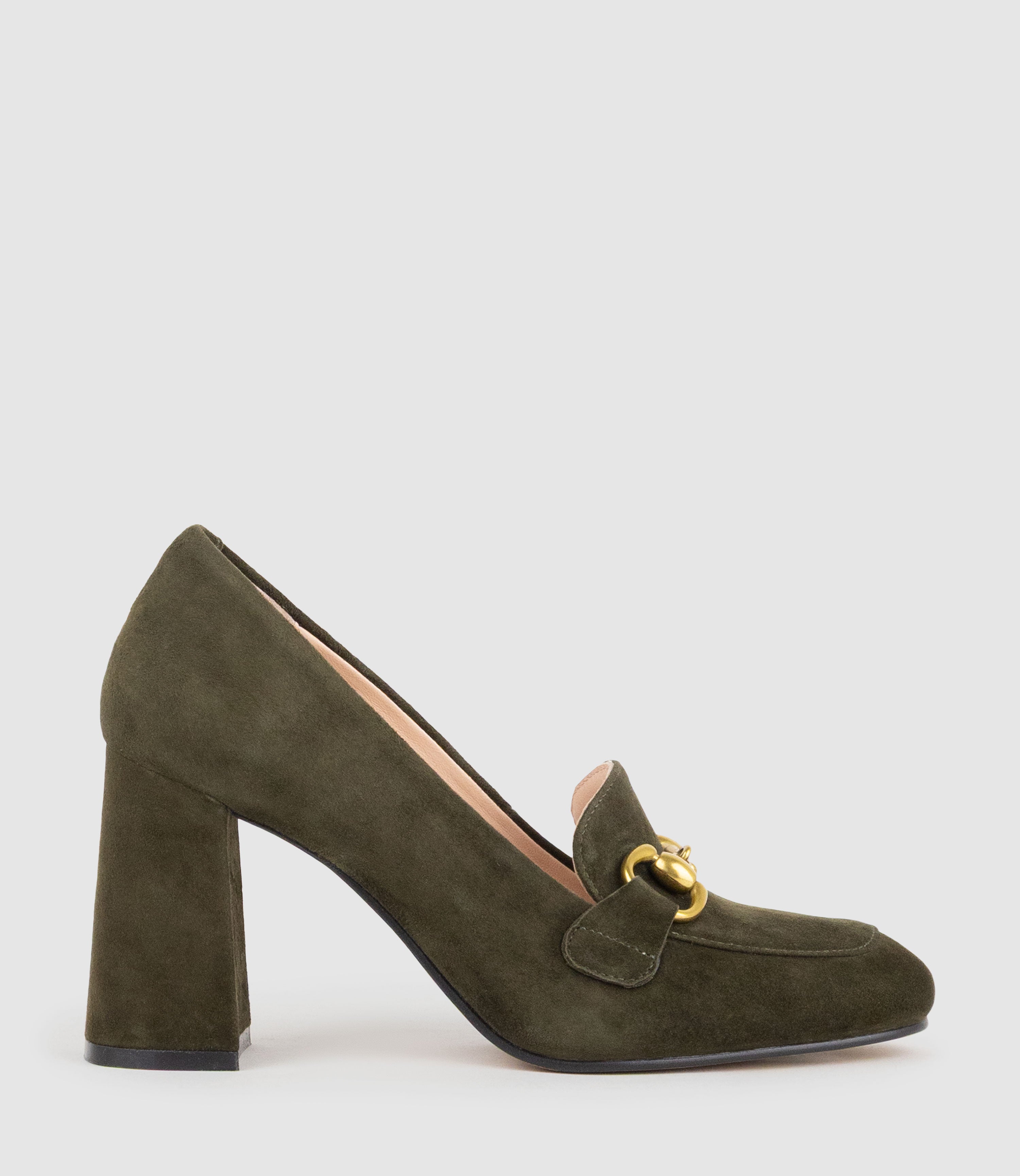 HADLEY85 Heeled Loafer in Olive Suede - Edward Meller