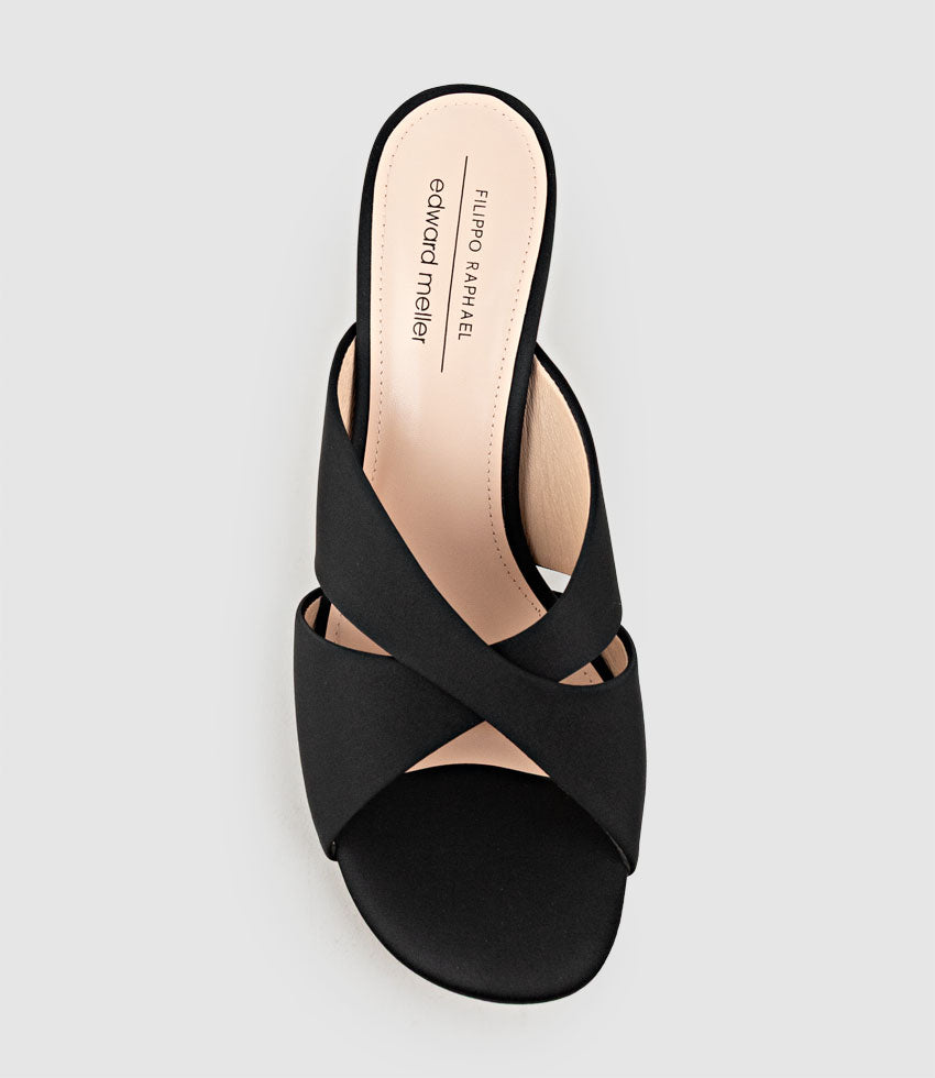 ILYANA80 Crossover Slide in Black Satin - Edward Meller