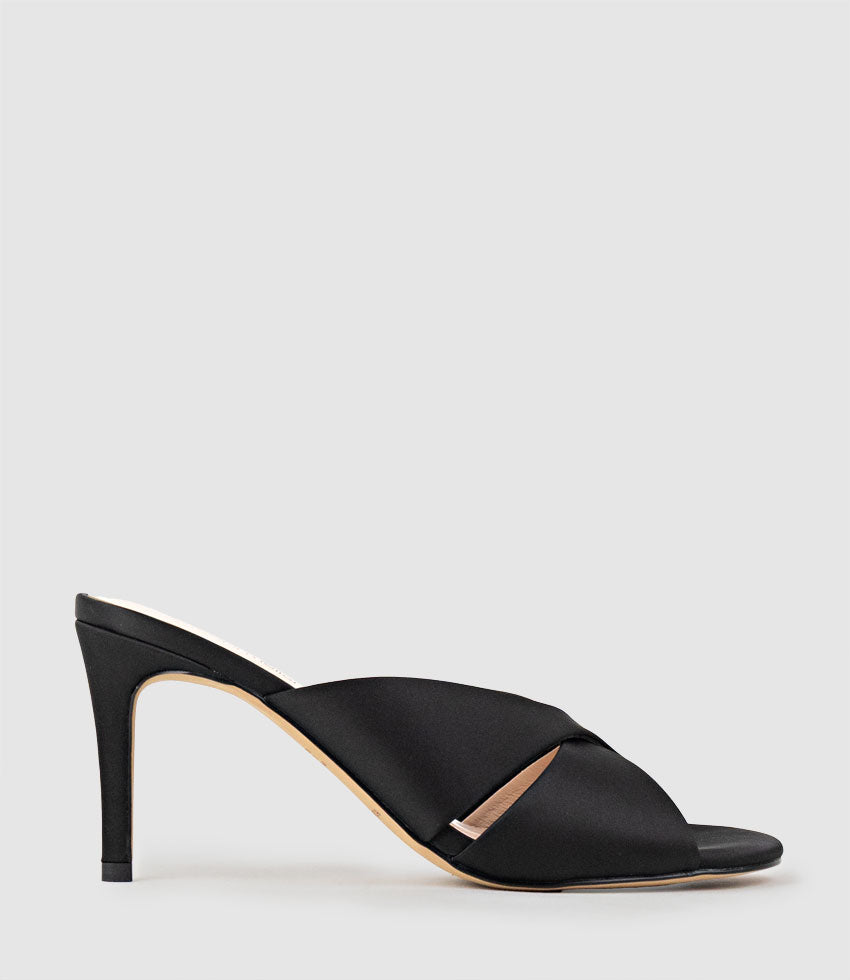ILYANA80 Crossover Slide in Black Satin - Edward Meller